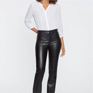 NYDJ Sculpt-Her Womens Black Faux Leather Pants Size 10P